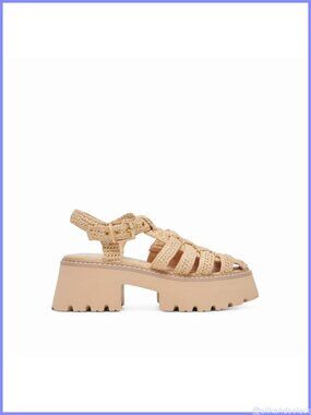 Raffia Platform Espadrille Sandals Closed Toe Fisherman Woven Buckle